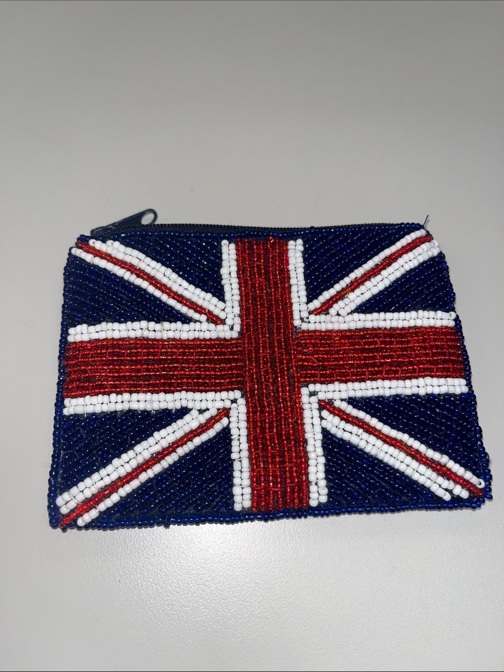 Source Unknown Beaded Mini Bag in Blue, Red, White - Union Jack Design